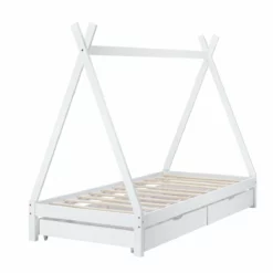 Cama Para Niños Maine Con 2 Cajones - En Diseño De Carpa Indio - Pino 90 X 200 Cm Blanco [en.casa] -Conforama Tienda de ventas 3339ebcea727f08daaba17e2ac82cf0cc58cdb0d 344cbade3f38463faa9f8a4b53b59776