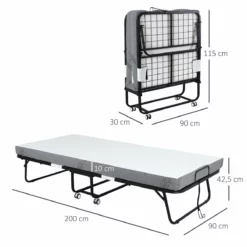 HOMCOM Cama Plegable 200x90x42,5 Cm Cama De Camping Portátil Con Colchón Individual Ruedas Y Frenos Carga 150 Kg Para Dormitorio Salón Oficina Blanco -Conforama Tienda de ventas 3639784a41afaab66789059bef5ef496faee5ecc 52876b93fccb4722a0746a5f6b516814