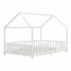 Cama Para Niños Sisimiut Forma De Casa Pino 120x200 Cm Blanco Mate [en.casa]