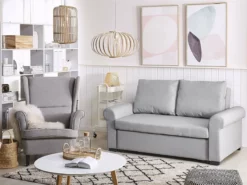 Sofá Cama 2 Plazas Gris Claro SILDA