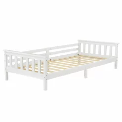Cama Para Niños Nuuk Con Somier Y Protección Contra Caídas - Máx. 100 Kg - Pino 90 X 200 Cm - Blanco [en.casa]