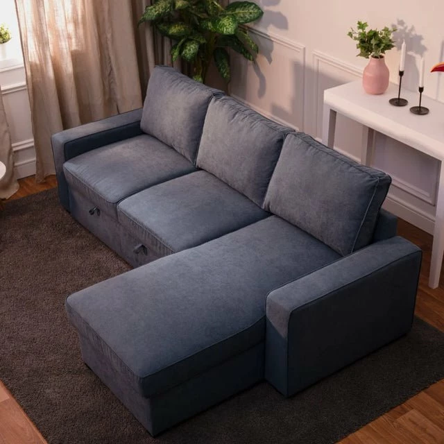 BUDWING Nina - Sofá Convertible Rinconera Reversible - Transformable Con Almacenaje - Azul - 3 Plazas - Estilo Contemporáneo 2 BUDWING Nina - Sofá Convertible Rinconera Reversible - Transformable Con Almacenaje - Azul - 3 Plazas - Estilo Contemporáneo - Imagen 2