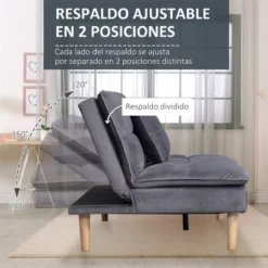 HOMCOM Sofá Cama De 3 Plazas Tapizado En Franela Con Respaldo Ajustable En 2 Posiciones 2 Cojines Y Patas De Madera Sofá Moderno Para Salón Oficina 181x92x84 Cm Gris -Conforama Tienda de ventas 3bac7f042c0eb3d95a866b3e01b57e91be377173 500f2067c318435f9d0a39b51fa4e956