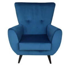 Sillón Fijo ROBER Color Azul Y Patas De Metal Color Gris