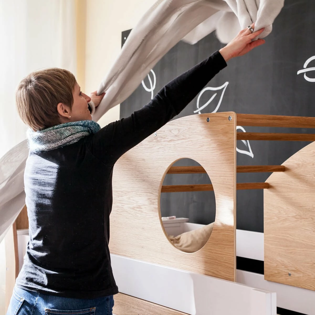 Cama Media Altura Protección Anticaídas Con Cabaña KASVA 206x98x160 Cm 4 Cama Media Altura Protección Anticaídas Con Cabaña KASVA 206x98x160 Cm - Imagen 4