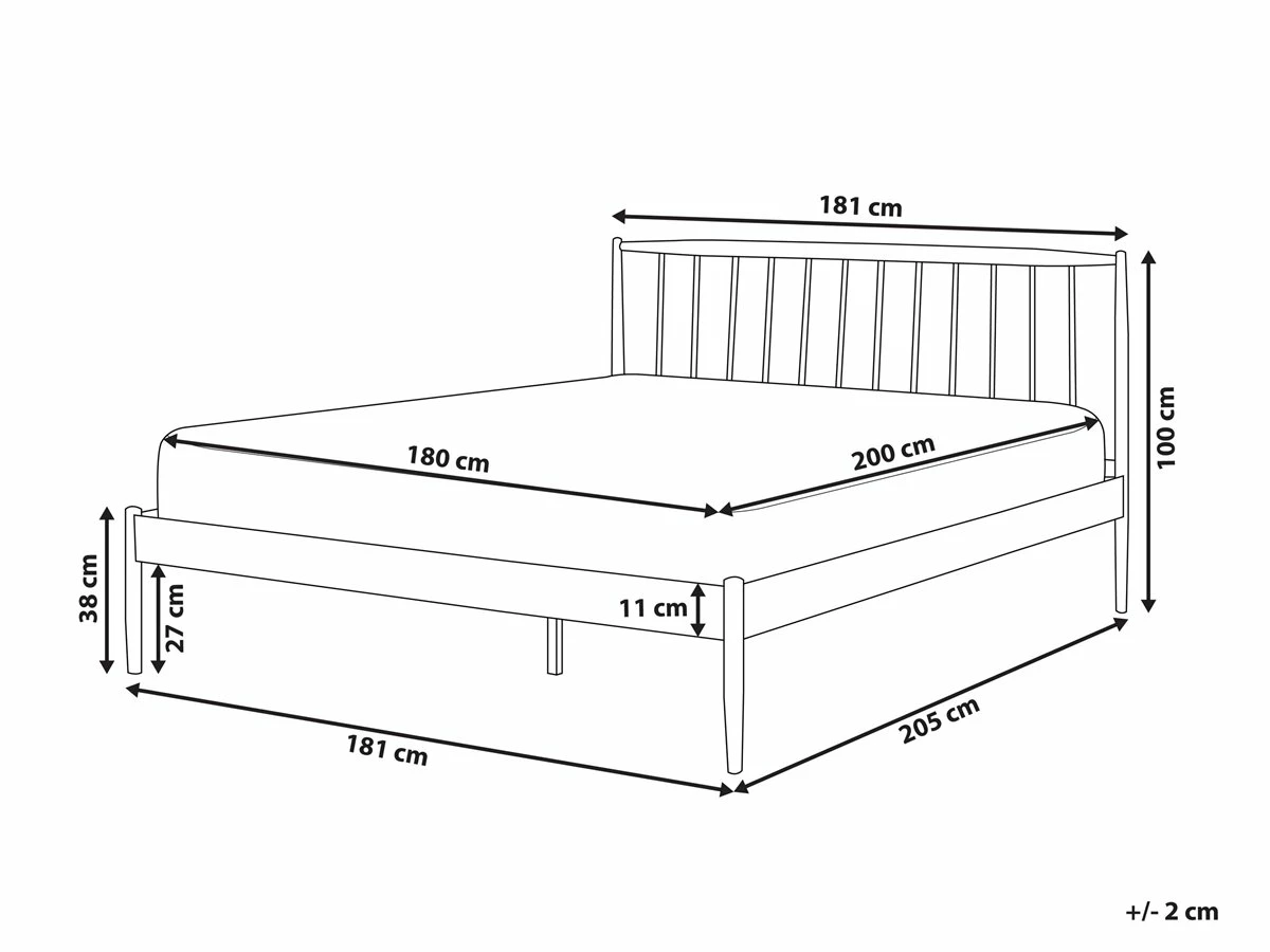 Cama Con Somier De Metal Blanco/madera Clara 180 X 200 Cm MAURS 3 Cama Con Somier De Metal Blanco/madera Clara 180 X 200 Cm MAURS - Imagen 3