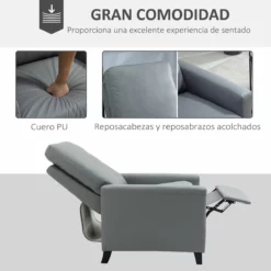 HOMCOM Sillón Relax Reclinable Hasta 140° Tapizado En PU Con Reposapiés Retráctil Asiento Y Respaldo Acolchados Para Salón Oficina Dormitorio 70,5x86x99 Cm Gris -Conforama Tienda de ventas 40561bc3463690c15f377fc337148b02fced6046 fcbb15c1234d450187b9aa7b6172ee06