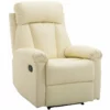 HOMCOM Sillón Relax Reclinable Tapizado En PU Butaca De Salón Con Reposapiés Retráctil Respaldo Alto Resposabrazos Y Asiento Acolchados Grueso 80x97x107 Cm Blanco