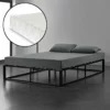 Cama Doble (Kreta) Con Colchón Y Listón De Cama Metal-acero 140 X 200 Cm - Negro [en.casa]