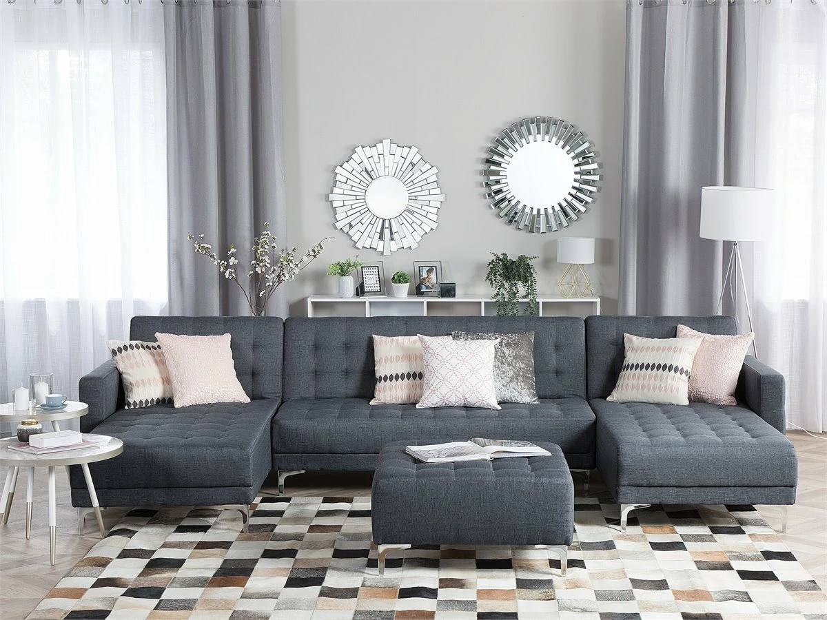 Sofá Cama En Forma De U Tapizado Gris Oscuro ABERDEEN 1 Sofá Cama En Forma De U Tapizado Gris Oscuro ABERDEEN