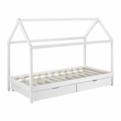 Cama Infantil Lund - Forma De Casa - Con 2 Almacenamientos - Pino - 200 X 90 Cm Blanco Mate [en.casa] -Conforama Tienda de ventas 419b0b3f5648c4ac0f1edbcf379936990779aeb4 8c69a7e2ccaa4069bf828a1dabd6c5fe