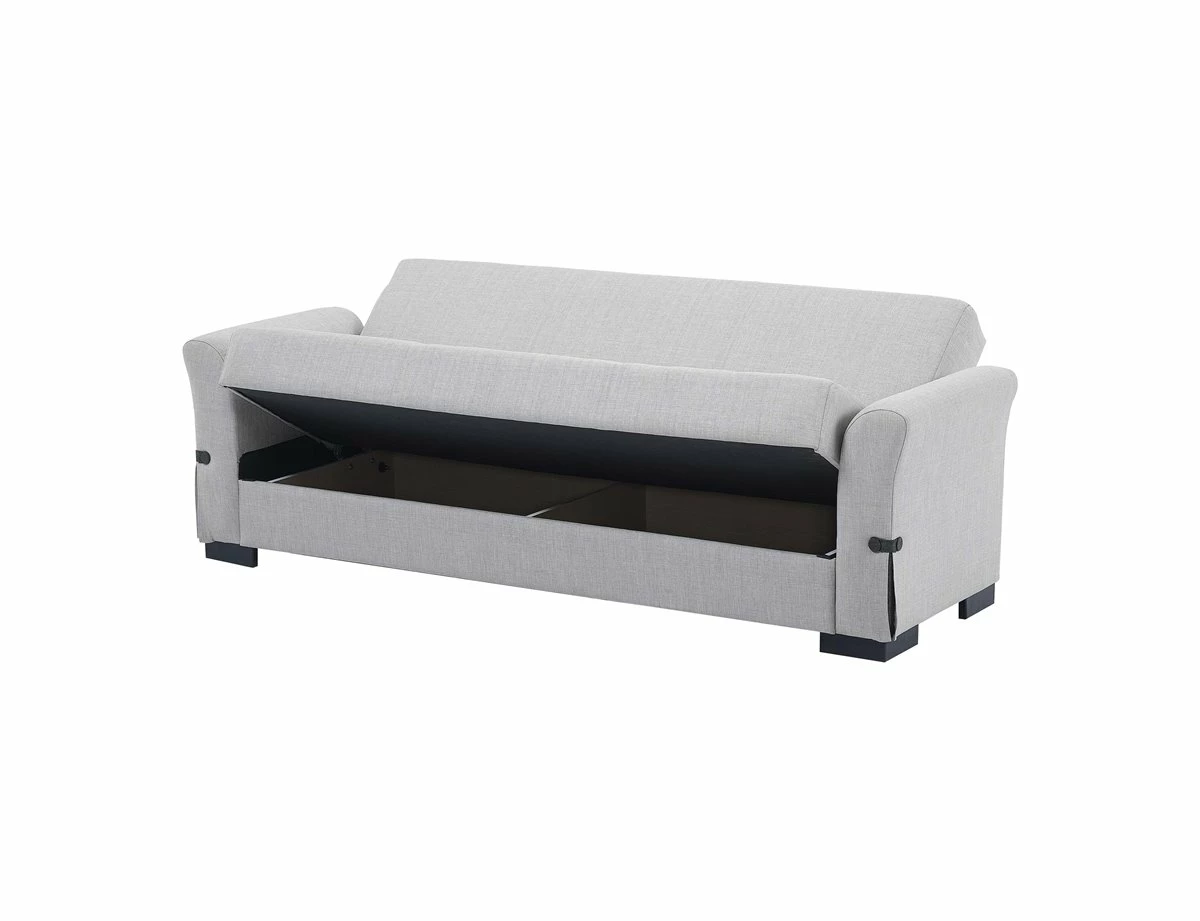 Sofá Cama De 3 Plazas STELA Color Gris Claro Incluye 2 Cojines Decorativos De Color Antracita 4 Sofá Cama De 3 Plazas STELA Color Gris Claro Incluye 2 Cojines Decorativos De Color Antracita - Imagen 4
