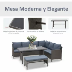 Outsunny Conjunto 4 Piezas Muebles De Ratán Espacio Amplio Con Cojines Acolchados Para Jardín O Terraza Patio 2 Sofá 1 Mesa 1 Banco De Exterior Tubo De Hierro Vidrio Templado Gris -Conforama Tienda de ventas 42e7f9526a6ae87e97762fdfc2aab3837d2529f2 b376a4a1108d452fa2264f6f8e6bd7e6