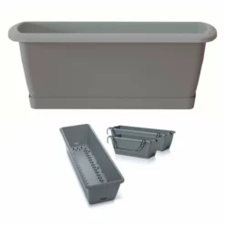 Prosperplast Jardinera Para Balcón Respana Easycare, Dimensiones (Mm) 397X190X140, Color Gris Piedra