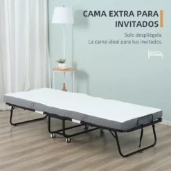 HOMCOM Cama Plegable 200x90x42,5 Cm Cama De Camping Portátil Con Colchón Individual Ruedas Y Frenos Carga 150 Kg Para Dormitorio Salón Oficina Blanco -Conforama Tienda de ventas 44a3693f3647d663c0fff4761aeded88f47fe823 e3b91270da804afa8d47e75cd0a65ce2
