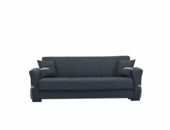 Sofá Cama De 3 Plazas STELA Color Antracita Incluye 2 Cojines De Color Gris Claro