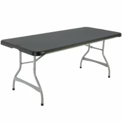Mesa Rectangular Patas Plegables Negro LIFETIME 182 X 76 X 73,5 Cm