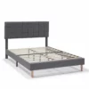 Estructura De Cama Tapizada Sorni 150x190 Cm, Gris Oscuro