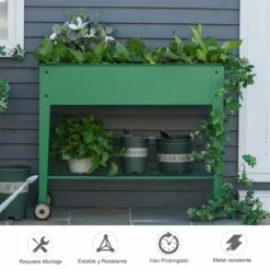 Outsunny Huerto Urbano Jardinera Elevada De Metal Cama De Jardín Con Ruedas Asa Lateral Y Estante Inferior Para Cultivo Plantas Hortalizas Flores 104x39x80 Cm Verde -Conforama Tienda de ventas 47070814c6f5bf68fa136f84cf9401f46d07441f ea0967ffd0b7480393f73cf86c9f35f5