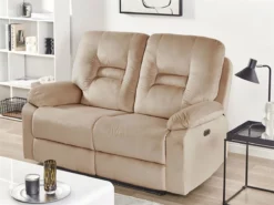 Sofá 2 Plazas LED Reclinable De Terciopelo Beige Arena BERGEN -Conforama Tienda de ventas 482b4f5e5754ef47757820f817b10caf8ece217c d69eec1d2d314473865755053d18b89d