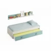 Cama Doble Juvenil Con Estante Snuba Blanco Alpes Y Verde Acqua 43x201X43 Cm