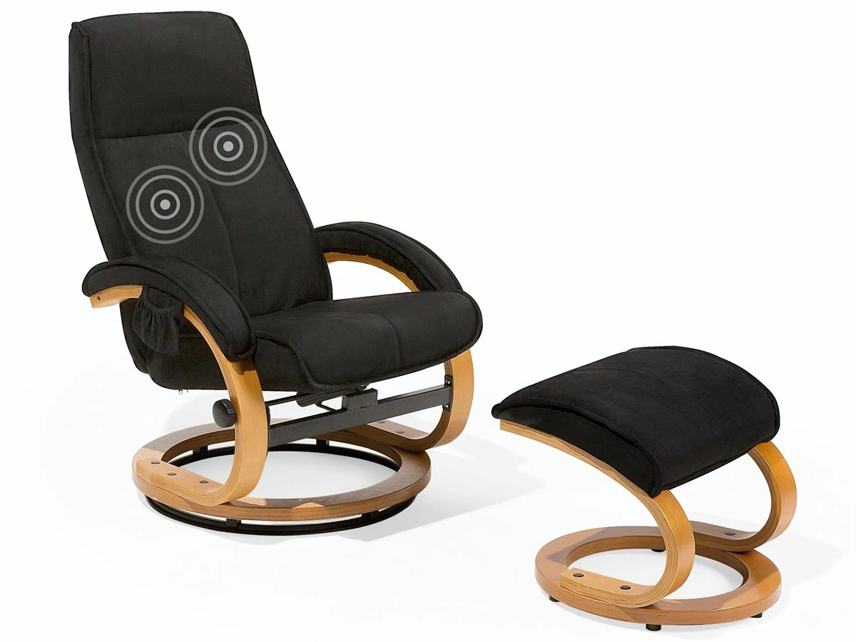 Sillón De Masaje De Poliéster Negro/madera Clara HERO 2 Sillón De Masaje De Poliéster Negro/madera Clara HERO - Imagen 2