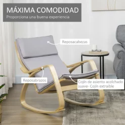 HOMCOM Silla Mecedora Tapizada En Tela Sillón Balancín Relax Con Cojín Desenfundable Reposabrazos Y Pies De Madera De Abedul Para Salón Dormitorio 67x97x84 Cm Gris -Conforama Tienda de ventas 499eaaeecd922748ae7c668fc2a17ebac3e02e01 f33c591624c340ec860f95d203fb4465