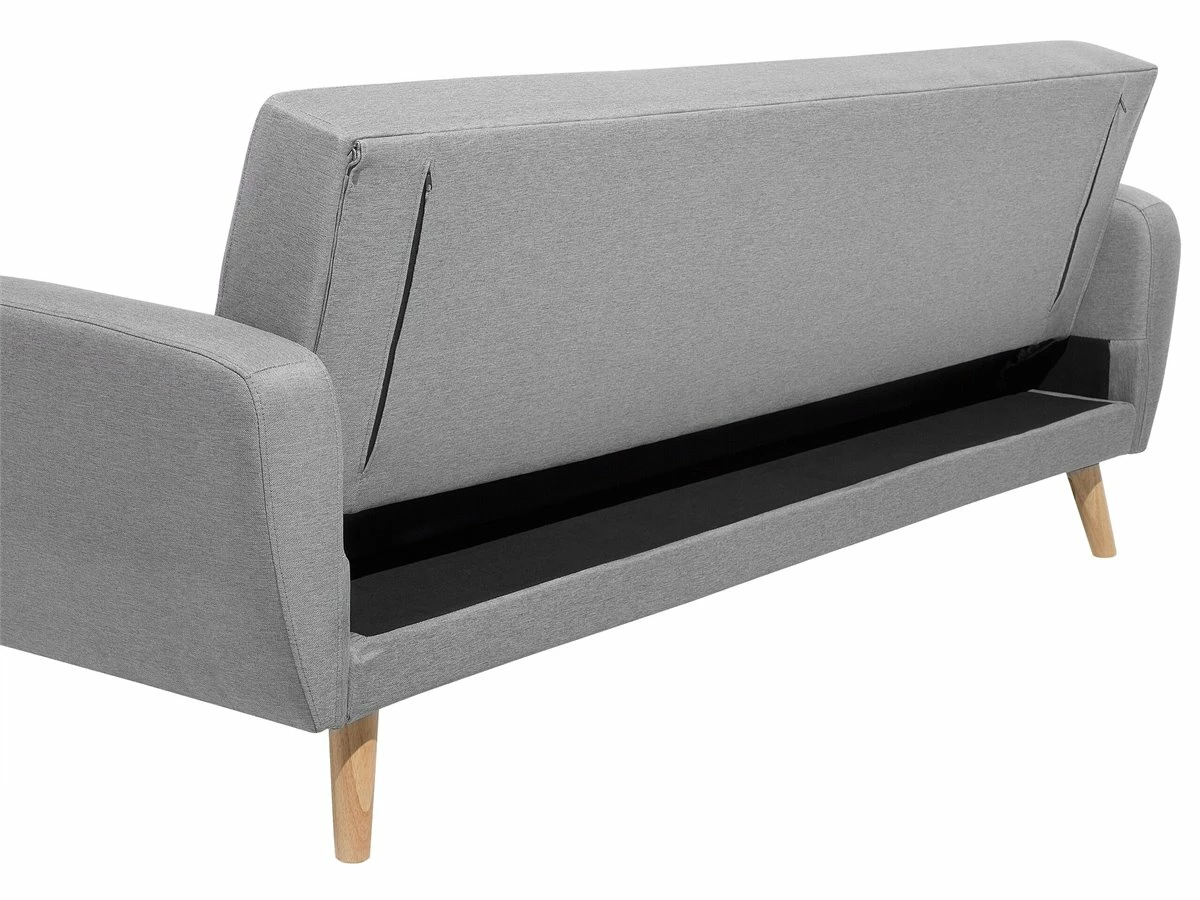 Sofá Cama 3 Plazas Tapizado Gris Claro FLORLI 9 Sofá Cama 3 Plazas Tapizado Gris Claro FLORLI - Imagen 9