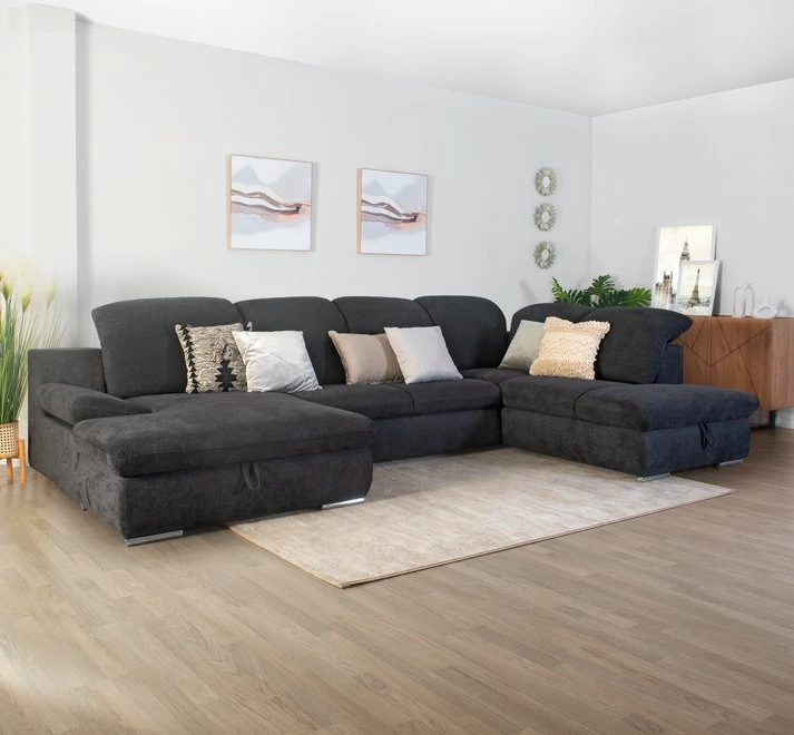 Rinconera Con CamaISONA Tela Color Antracita Derecho 2 Rinconera Con CamaISONA Tela Color Antracita Derecho - Imagen 2