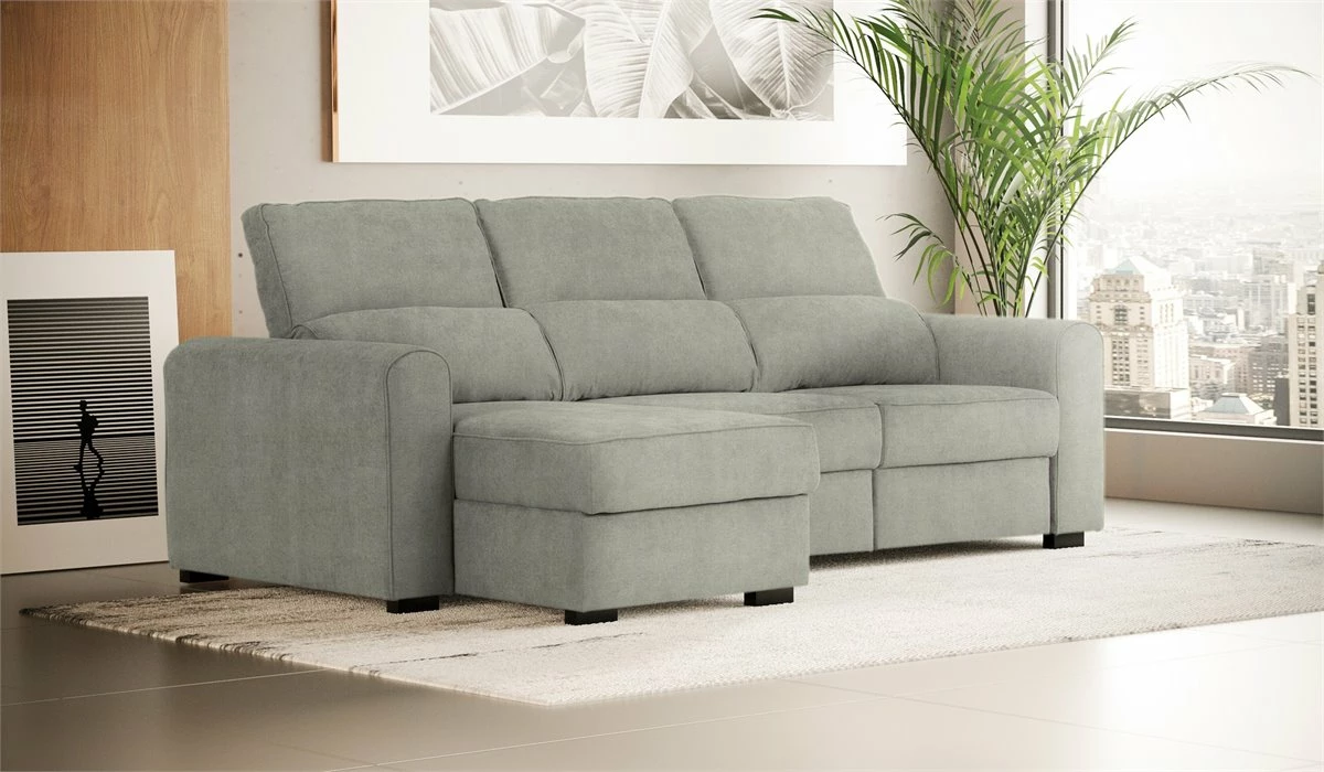 Chaise Longue Con Cama CONNOR Color Gris Claro 2 Chaise Longue Con Cama CONNOR Color Gris Claro - Imagen 2