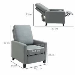 HOMCOM Sillón Relax Reclinable Hasta 140° Tapizado En PU Con Reposapiés Retráctil Asiento Y Respaldo Acolchados Para Salón Oficina Dormitorio 70,5x86x99 Cm Gris -Conforama Tienda de ventas 52d622d68e96b05bb26b93ee30c114eb62506664 5f532e8ddabf4c84911e94cd50f6ba31
