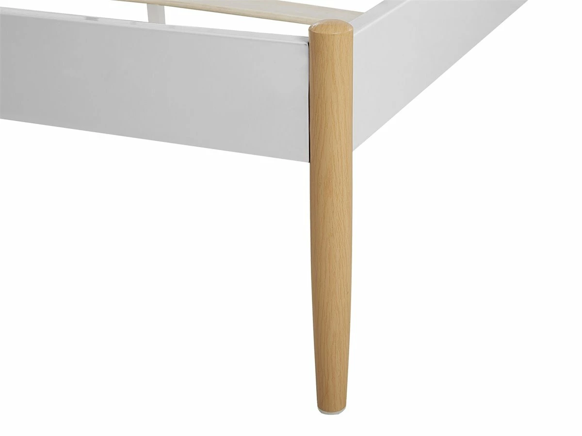 Cama Con Somier De Metal Blanco/madera Clara 180 X 200 Cm MAURS 9 Cama Con Somier De Metal Blanco/madera Clara 180 X 200 Cm MAURS - Imagen 9