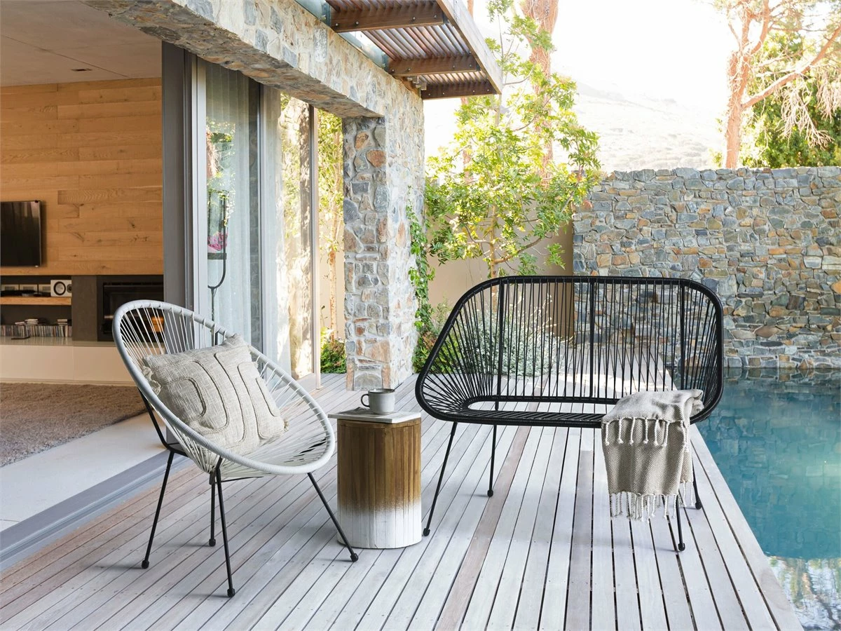 Banco De Jardín 2 Plazas De Ratán Negro ACAPULCO 1 Banco De Jardín 2 Plazas De Ratán Negro ACAPULCO