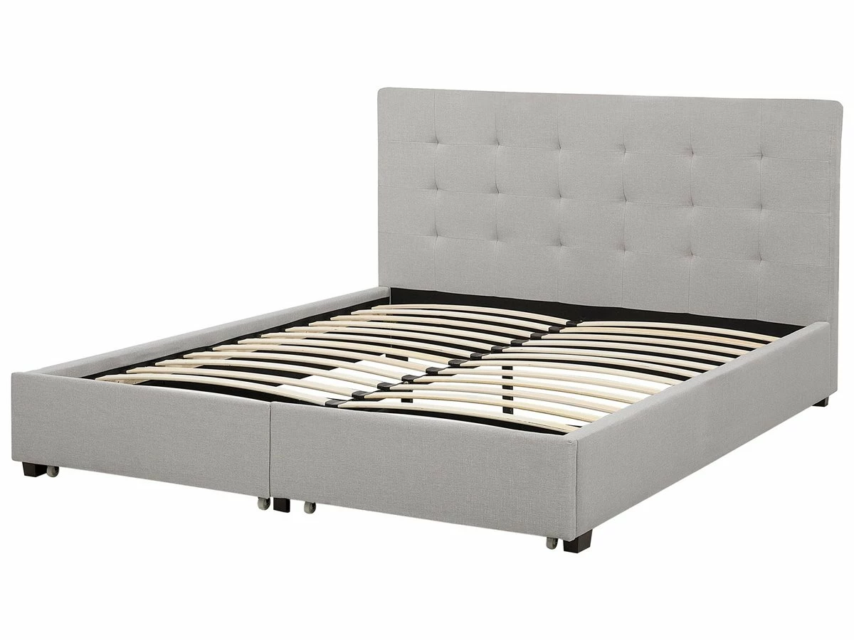 Cama Con Almacenaje De Poliéster Gris Claro/negro 180 X 200 Cm LA ROCHELLE 8 Cama Con Almacenaje De Poliéster Gris Claro/negro 180 X 200 Cm LA ROCHELLE - Imagen 8