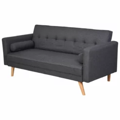 HOMCOM Sofá De 3 Plazas Cama Individual Diseño 2 En 1 Plegable Con Reposabrazos Tapicería En Tela Estructura Sólida Patas Elevadas Acolchado Cómodo 187x90x86,5 Cm Gris