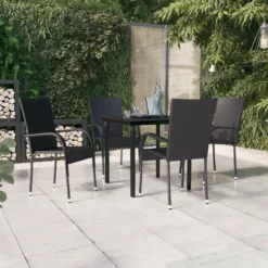 Juego De Comedor De Exterior De 5 Piezas Negro VidaXL