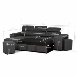 BUDWING John - Sofá Esquinero Reversible - Convertible Con Reposacabezas Ajustable Y 2 Reposapiés - 3 Plazas -Conforama Tienda de ventas 572a17a632ebc352b1c19851c97485f297b34280 454818084bf8488a8217d1ee3c697669