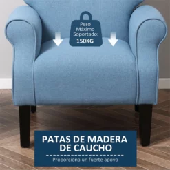 HOMCOM Butaca De Salón Tapizada En Tela Sillón Relax Con Reposabrazos Asiento Acolchado Y Patas De Madera Estilo Moderno Para Dormitorio 78x74x97 Cm Azul 9 HOMCOM Butaca De Salón Tapizada En Tela Sillón Relax Con Reposabrazos Asiento Acolchado Y Patas De Madera Estilo Moderno Para Dormitorio 78x74x97 Cm Azul -Conforama Tienda de ventas 59892a98c4e6ba86cb99632858a80edb2787c703 5f581ce718504919a37105bf7592748a