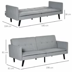 HOMCOM Sofá Cama De 3 Plazas Tapizado En Tela Con Respaldo Ajustable En 3 Posiciones Y Patas De Madera Sofá Moderno Para Salón Oficina 198x81x81 Cm Gris -Conforama Tienda de ventas 5a02062345fd623433097e0395838a6fb987b349 e5c0005c32734376a3a438fe77fd6c0b