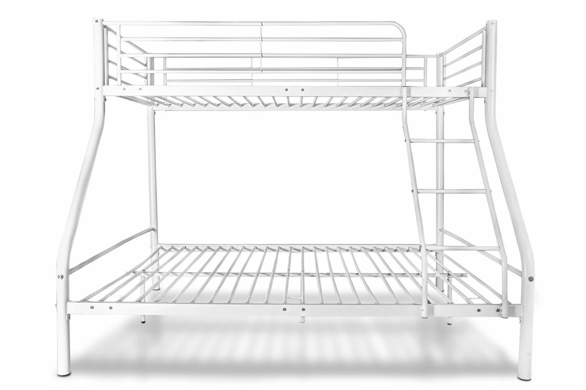 Litera De Metal Blanca Con Escalera Y Rieles De Seguridad. 1 Litera De Metal Blanca Con Escalera Y Rieles De Seguridad.