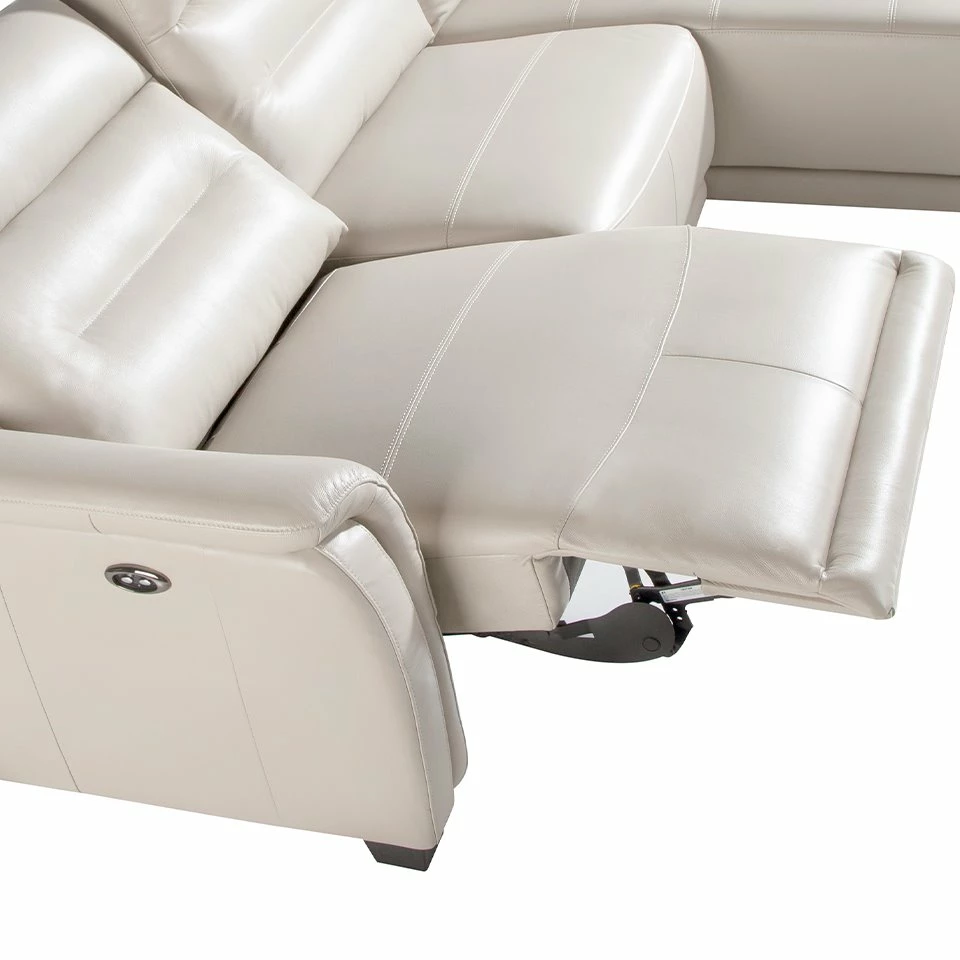 Sofá Chaise Longue (R) Tapizado En Piel De Origen Vacuno Color Gris Taupe Con Mecanismo Relax Eléctrico En Un Asiento. Patas De PVC Efecto Wengué. 5 Sofá Chaise Longue (R) Tapizado En Piel De Origen Vacuno Color Gris Taupe Con Mecanismo Relax Eléctrico En Un Asiento. Patas De PVC Efecto Wengué. - Imagen 5