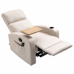 HOMCOM Sillón De Masaje Sillón Relax Eléctrico Con 4 Modos De Vibración Reclinación 145° Tapizado En Microfibra Mando A Distancia Mesita 2 Bolsillos Laterales Y Posavasos 77x93x105 Cm Beige -Conforama Tienda de ventas 5e03bbe0cf8437f69c38d17f4c226b37bd985028 2795d67970144ed09710a956ec5a4f8f