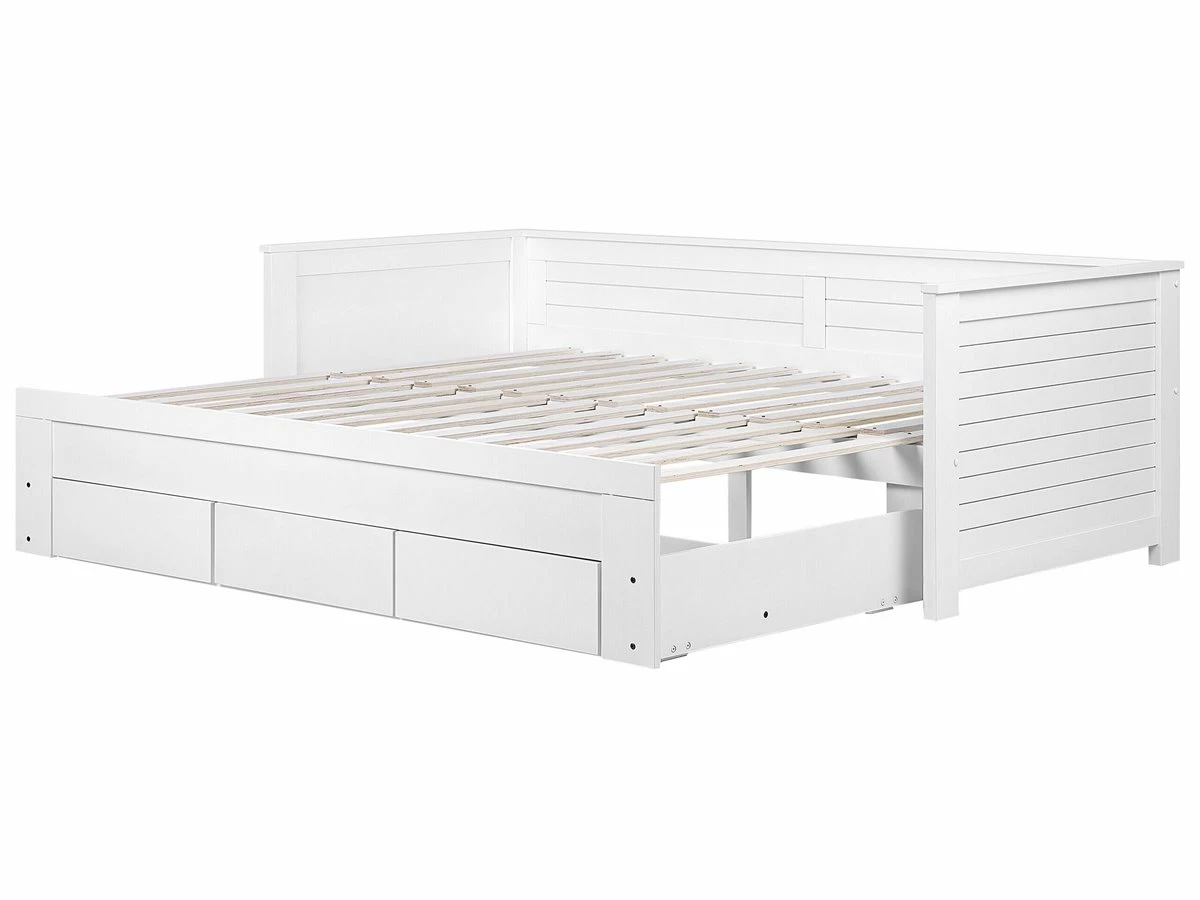 Cama Con Somier De Madera De Caucho Blanca 90/180 X 200 Cm CAHORS 10 Cama Con Somier De Madera De Caucho Blanca 90/180 X 200 Cm CAHORS - Imagen 10