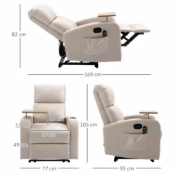 HOMCOM Sillón De Masaje Sillón Relax Eléctrico Con 4 Modos De Vibración Reclinación 145° Tapizado En Microfibra Mando A Distancia Mesita 2 Bolsillos Laterales Y Posavasos 77x93x105 Cm Beige -Conforama Tienda de ventas 624552097957a719add12e62b3556c9788d0892e d0fa656188f14ebc87cce906519eb212