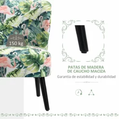 HOMCOM Butaca Sillón De Comedor Salón Sin Brazos Silla Individual Con Asiento Acolchado Con Tacto Aterciopelado Y Patas De Madera 58x69x78 Cm Estampado Flamencos -Conforama Tienda de ventas 626aaed4ec2a8fe34ea925c171d7d4ec65da307c a327dfe45329419480c3c5f980c7c3d1