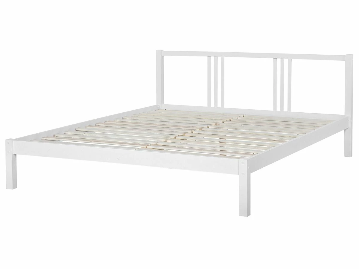 Cama Con Somier De Madera De Pino Blanca 180 X 200 Cm VANNES 6 Cama Con Somier De Madera De Pino Blanca 180 X 200 Cm VANNES - Imagen 6