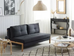 Sofá Cama 2 Plazas Tapizado Negro EDLAND