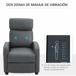 HOMCOM Sillón De Masaje Relax Reclinable Con Mando A Distancia 2 Zonas De Masaje 8 Programas 5 Niveles De Intensidad Y Temporizador Tapizado En PU 68x88x98 Cm Gris -Conforama Tienda de ventas 654ac226e5c0c6878fb62667b3812f01475fafd4 02300314c84f42aa8811f1422458d5be