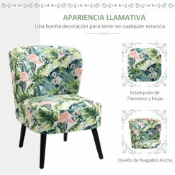 HOMCOM Butaca Sillón De Comedor Salón Sin Brazos Silla Individual Con Asiento Acolchado Con Tacto Aterciopelado Y Patas De Madera 58x69x78 Cm Estampado Flamencos -Conforama Tienda de ventas 65c6e87e08d59dae4ea9be9e646777a9282d40ed 8370b151a50c4323b850d3db0fc4c720