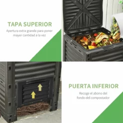 Outsunny Compostador Capacidad De 300L Compostera Orgánica Para Producción Abono De Jardín Exterior Con 48 Respiraderos 60,5x60,5x81,5 Cm Negro 15 Outsunny Compostador Capacidad De 300L Compostera Orgánica Para Producción Abono De Jardín Exterior Con 48 Respiraderos 60,5x60,5x81,5 Cm Negro -Conforama Tienda de ventas 665ee563185d9251258a465826566d2581a8d21d b9ed70824d7648aa95ce27b47b845a0b